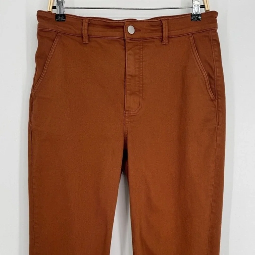 Everlane‎ Straight Leg Crop Pants Size 12 Rusty Brown Minimalist Casual Chic